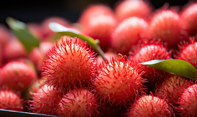fruit background, exotic sweet tasty fruit ranbutan.
