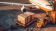 Cargo Plane Soaring Through Blue Skies with Containers Secured in Its Belly, Transporting Air Freight Swiftly Across Continents to Meet Global Delivery Demands.