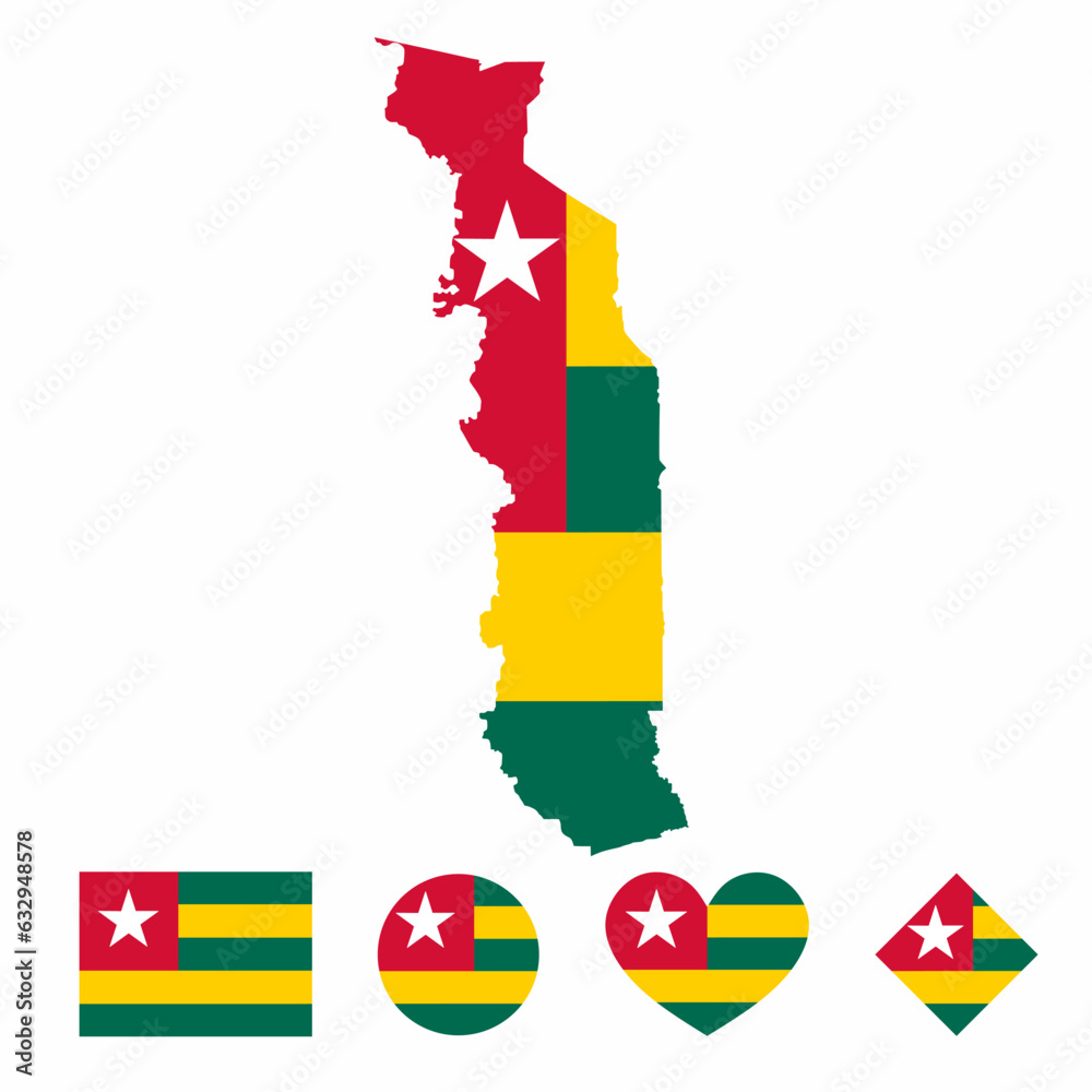 Vector of Togo map flag with flag set isolated on white background ...