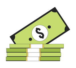 Poster - Money collection flat line color isolated vector object. Savings. Finance. Editable clip art image on white background. Simple outline cartoon spot illustration for web design