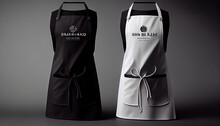 White And Black Aprons Mockup, Modern Black And White Apron, Ai Generated Image 