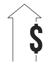 Poster - Finance growth flat monochrome isolated vector object. Arrow up. Dollar sign. Editable black and white line art drawing. Simple outline spot illustration for web graphic design