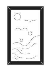 Poster - Rectangular picture in frame monochrome flat vector object. Editable black and white thin line icon. Simple cartoon clip art spot illustration for web graphic design