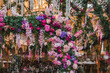 Closeup shot of flower decoration at entrance of Hays Galleria. Its concourse with boutique shops, chain stores and restaurants. Its iconic tourist attraction in London for visitor.