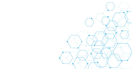 Aufkleber - Background of hexagon geometric blue pattern. healthcare medical and technology background.Graphic digital science concept design.