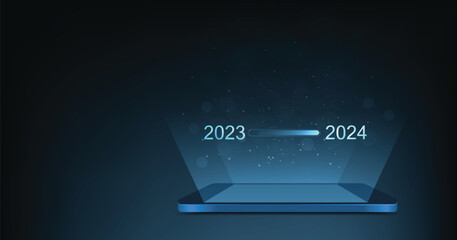 Poster - Concept of the countdown to 2024. vector illustration for graphic design. New Year's Eve.