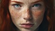 Redhead beautiful girl with freckles