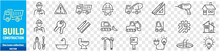 Construction Build Line Icons Collection Vector Illustration
