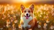 © MstAsma - Charming corgi dog with flowers in the spring.