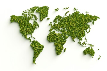 world map green grass surface isolated on a white background.