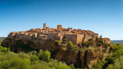 Panorama of Pitigliano town in Tuscany, Italy, Generative AI