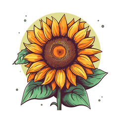 Sticker - Sunflower flower. Sunflower flower image isolated. Cute sunflower drawing