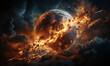 © Andreas - Galactic fantasy landscape. Fiery landscape of the planet.