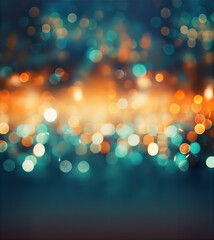 Wall Mural - Teal Orange Vintage Christmas Bokeh Blur Lights Background Festive Illustration