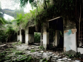 Canvas Print - abandoned building in the forest