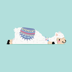 Wall Mural - Cute lama alpaca Sleeping Cartoon