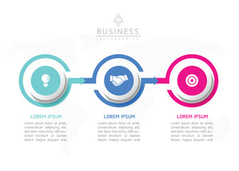 Vector infographic business presentation template with circular interconnection with 3 options.