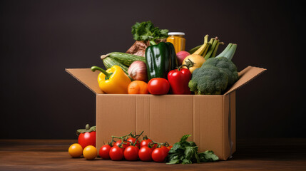 a cardboard box with groceries