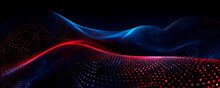 Wave Technology Background With Blue And Red Dot - GenerativeAI