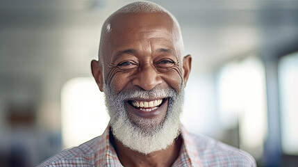 Wall Mural - Handsome cheerful african american executive business man at workspace office. 60 year old successful manager.