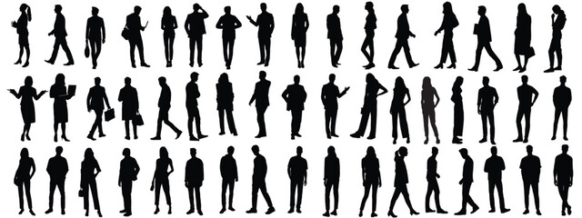 silhouettes of people working group of standing business people vector eps 10