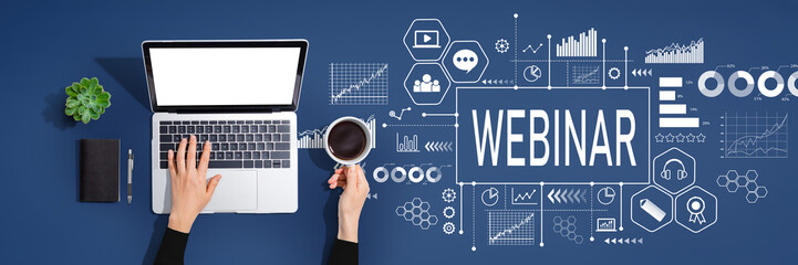Aufkleber - Webinar theme with person using a laptop computer