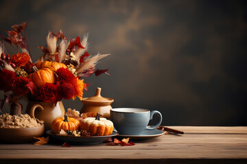 autumn background with pumpkin