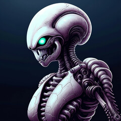 Wall Mural - Biomechanical Alien creature. Digital illustration. Generative AI.