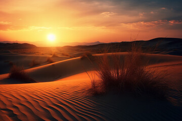 Wall Mural - Sunset at the desert generative AI
