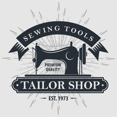 Tailor Shop poster, banner template. Vector illustration	
