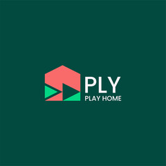 Wall Mural - Simple Home and Play Icon Logo Concept. Home Abstact Logo Identity for Branding, Business, Real Estate