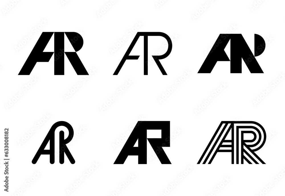 Set of letter AR logos. Abstract logos collection with letters ...