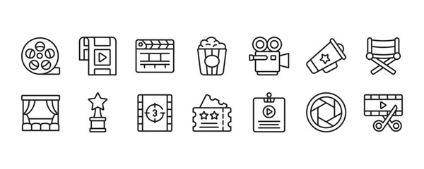 Film industry icon set. Vector graphic illustration.