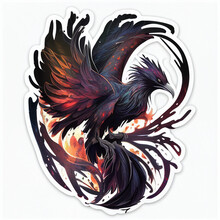 Mystic Phoenix Sticker. AI Generated