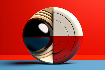 Leinwandbilder - An abstract representation of the yin yang symbol using bold lines and contrasting colors, invoking a sense of contemporary art.  Generative AI technology.