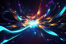 Abstract Futuristic Dark Blue Wave Line Background With Glowing Light Effect.