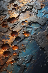 Poster - A close-up image of Mercury's heavily cratered surface, revealing its geological history and the effects of constant bombardment. Generative AI technology.