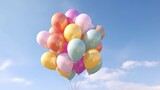Fototapeta Nowy Jork - Illustration of a vibrant of colorful balloons in the sky