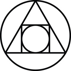 squared circle symbol. philosopher stone alchemical symbol. alchemy sign.