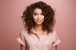 © Ameer - Close-up portrait of her she nice attractive lovely pretty brown-haired girl unpleasant look reaction grimacing isolated over pink pastel color background