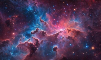 Wall Mural - colorful nebula amid starry cosmos—a universe's artistic science
