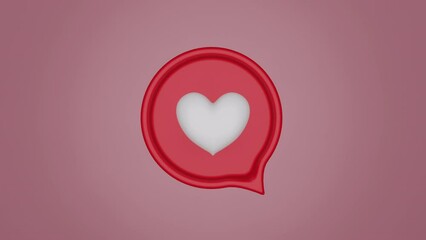 Poster - 4K Animation of love message box with heart pounding emoji speech on bubble. Valentine’s day concept background. White colored heart shaped with signs, Abstract romantic greeting. Love 3D animation