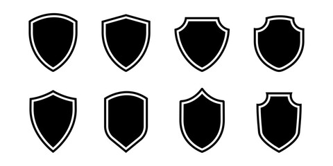 Wall Mural - Shield icon in glyph. Black shield badge. Shield emblem set. Security badge in glyph. Safety emblem icon set