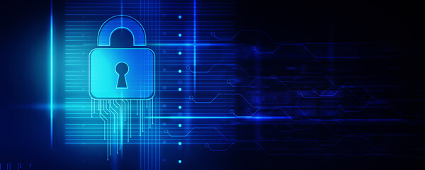2d illustration Safety concept: Closed Padlock on digital background

