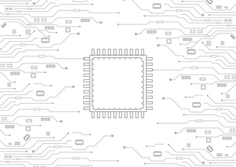 Aufkleber - Abstract Technology Circuit board background. Futuristic chip processor code on white technology background, vector illustration	