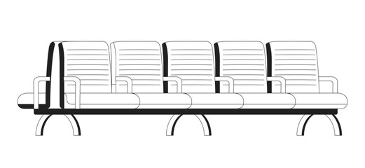 Fototapete - Wooden bench monochrome flat vector object. Comfortable seats in waiting room. Editable black and white thin line icon. Simple cartoon clip art spot illustration for web graphic design