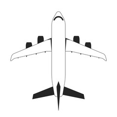 Fototapete - Flying plane flat monochrome isolated vector object. Travel plane. Editable black and white line art drawing. Simple outline spot illustration for web graphic design