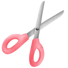 Isolated Cute Pink Scissor Cutter In Transparent Background