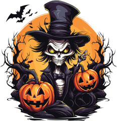 Wall Mural - Halloween pumpkin t-shirt design vector illustration