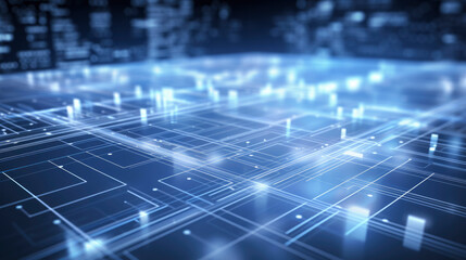 Poster - abstract blue digital technology future background for business network, banner, Artificial Intelligence Business, Analytics